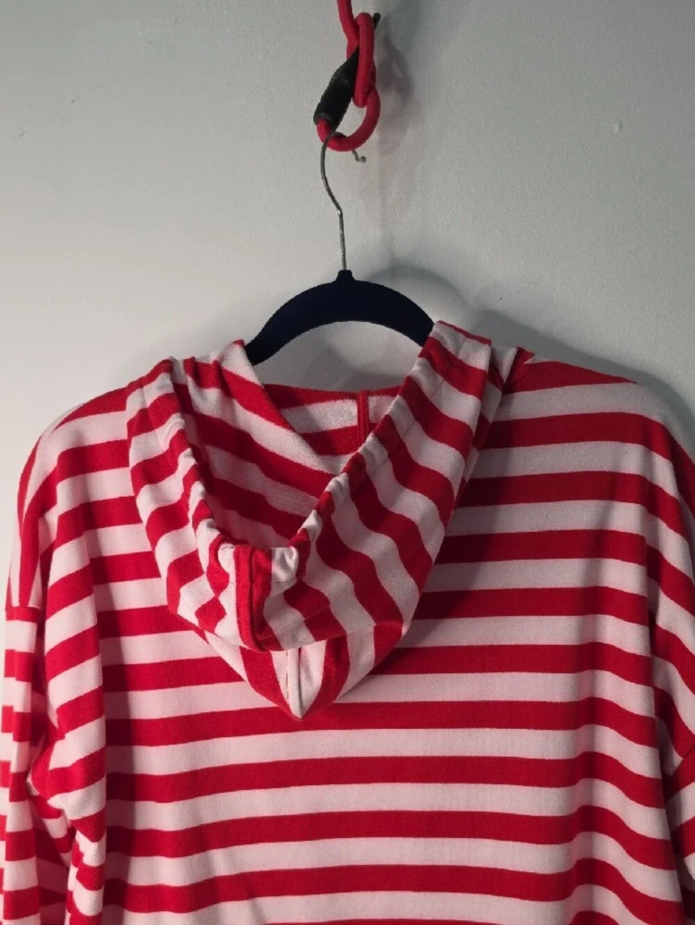 Michael Kors Red and Pink, Striped Hooded Sweatshirt with MK Logo